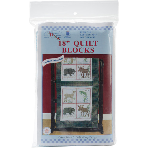 Jack Dempsey Stamped White Quilt Blocks 18"X18" 6/Pkg-Wilderness 732 343 - 013155473438