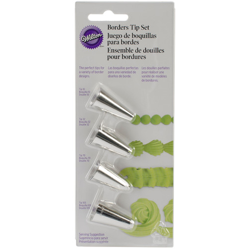 Wilton Decorating Tip Set 4/Pkg-Borders #105, #70, #32 & #10 W4567 - 070896845672