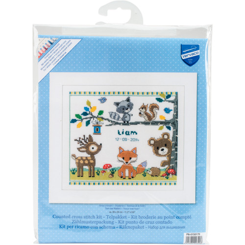 Vervaco Counted Cross Stitch Kit 11.25"X9.5"-Forest Animals Record On Aida (14 Count) -V0150179 - 54134804232485413480423248