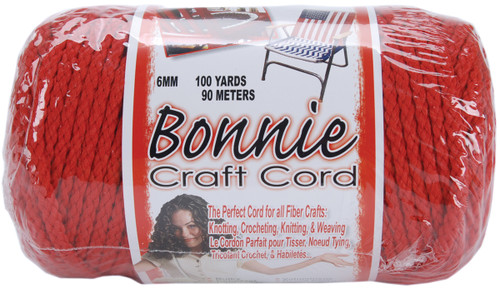 Pepperell Bonnie Macrame Craft Cord 6mmX100yd-Red BB6-100-016 - 725879670160