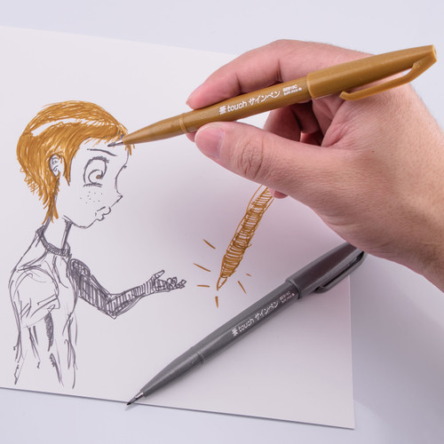 Pentel Arts Sign Pens With Brush Tip 2/Pkg-Gold & Silver -15CBPXZ