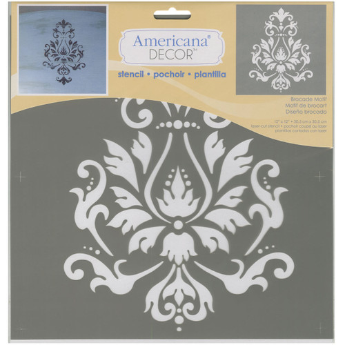Americana Decor Stencil 12"X12"-Brocade Motif -ADS-01 - 766218073549
