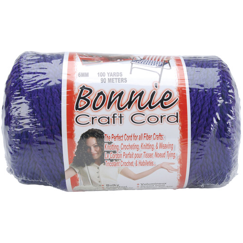 Pepperell Bonnie Macrame Craft Cord 6mmX100yd-Purple - BB6-100-040 - 725879670405