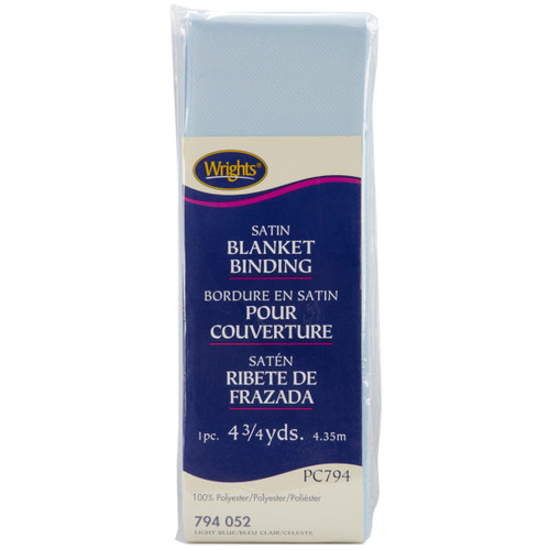 Wrights Single Fold Satin Blanket Binding 2"X4.75yd-Light Blue - 117-794-052 - 070659199318 Wrights Single Fold Satin Blanket Binding 2"X4.75yd-Light Blue - 117-794-052 - 070659199318