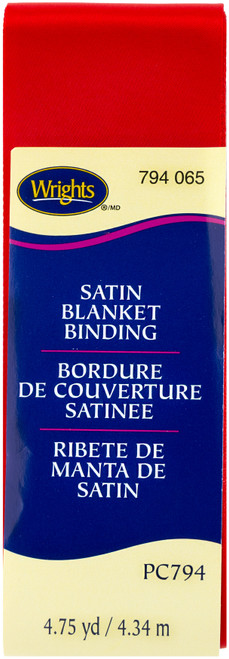 Wrights Single Fold Satin Blanket Binding 2"X4.75yd-Red - 117-794-065 - 070659281082