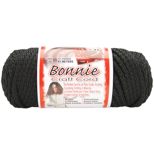 Pepperell Bonnie Macrame Craft Cord 4mmX50yd-Black - BB4-50-042 - 725879640422