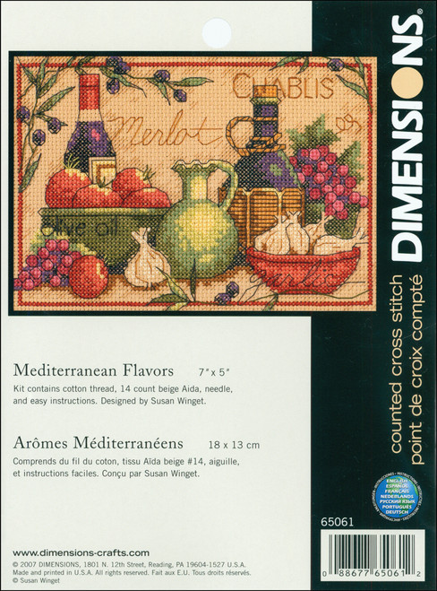 Dimensions Mini Counted Cross Stitch Kit 7"X5"-Mediterranean Flavors (14 Count) 65061 - 088677650612