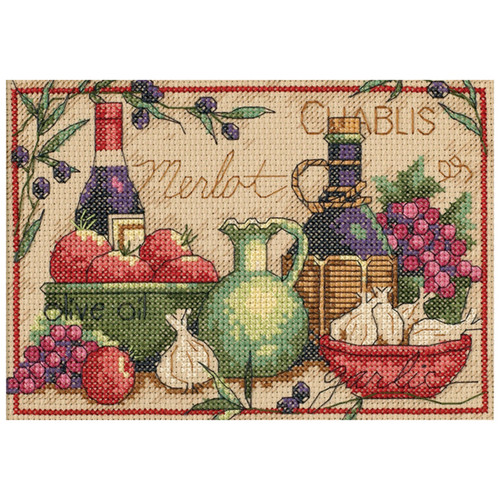 Dimensions Mini Counted Cross Stitch Kit 7"X5"-Mediterranean Flavors (14 Count) -65061