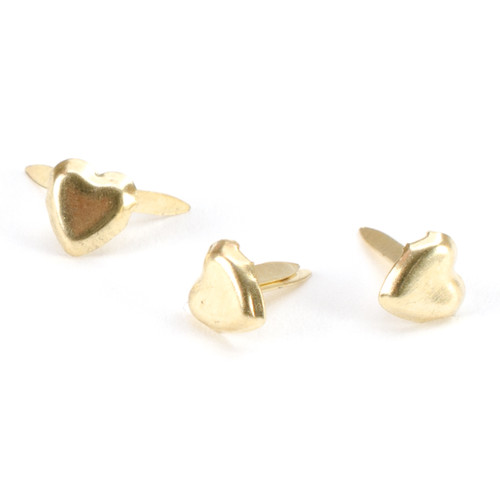 Creative Impressions Mini Metal Paper Fasteners 100/Pkg-Hearts - Gold - CI91033