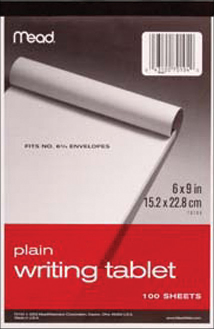 Mead Unruled Writing Tablet 6"X9"-White, 100 Sheets - 70104 - 043100701040