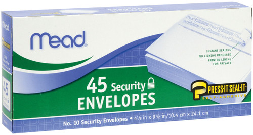 Mead Boxed Peel & Stick Envelopes 4.125"X9.5" 45/Pkg-Security #10 75026 - 043100750260