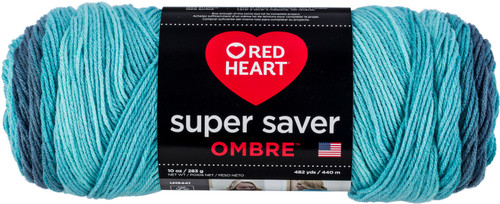 Red Heart Super Saver Ombre Yarn-Blue-Tiful E305-4985 - 073650034893