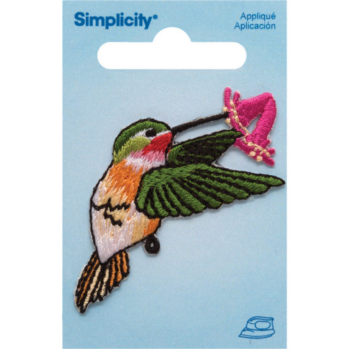 Simplicity Iron-On Applique-Hummingbird W/Flower -19303850 - 070659896361