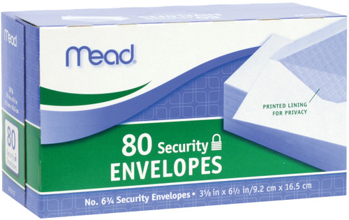Mead Boxed Envelopes 3.625"X6.5" 80/Pkg-Security #6 - 75212 - 043100752127