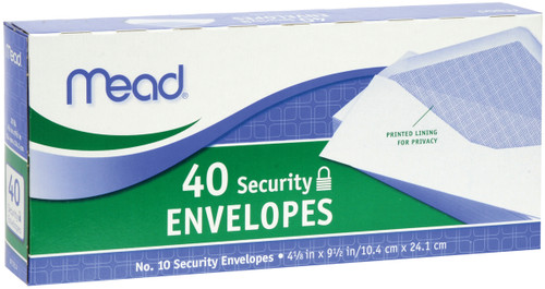 Mead Boxed Envelopes 4.125"X9.5" 40/Pkg-Security #10 - 75214 - 043100752141