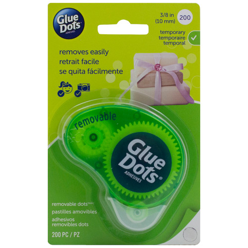 Glue Dots .375" Removable Dot Disposable Dispenser-200 Clear Dots 03669 - 634524036698