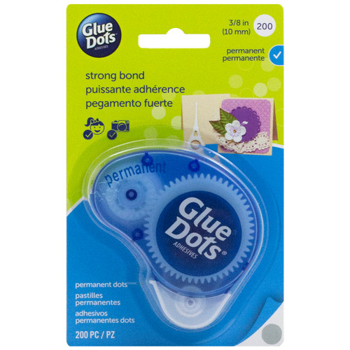 Glue Dots .375" Dot Disposable Dispenser-Permanent, 200 Clear Dots 11345 - 634524113450