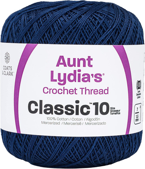 Aunt Lydia's Classic Crochet Thread Size 10-Navy - 154-486 - 073650908675