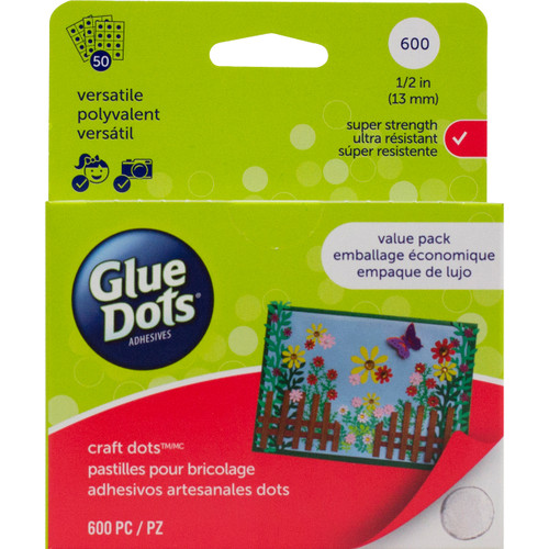 Glue Dots .5" Craft Dot Sheets Value Pack-600 Clear Dots 08961 - 634524089618