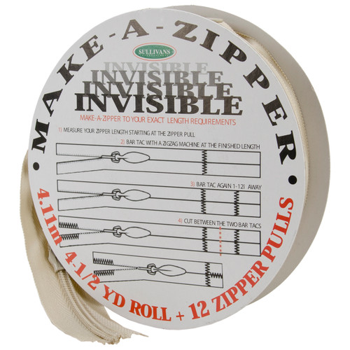 Sullivans Make-A-Zipper Kit Invisible 4.5yd-Beige - 960I-72 - 739301960729