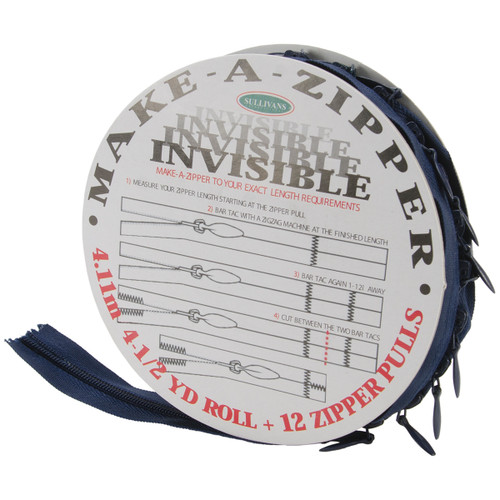 Sullivans Make-A-Zipper Kit Invisible 4.5yd-Navy - 960I-71 - 739301960712