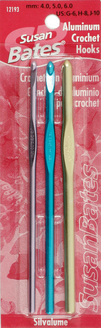Susan Bates Silvalume Aluminum Crochet Hook Set-Sizes G6 To J10 - 12193 - 077216007871 Susan Bates Silvalume Aluminum Crochet Hook Set-Sizes G6 To J10 - 12193 - 077216007871