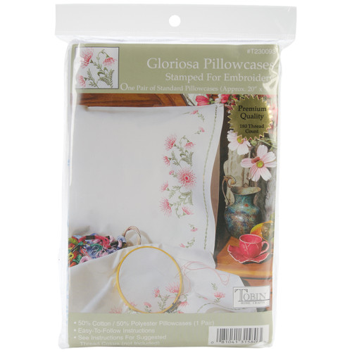 Tobin Stamped For Embroidery Pillowcase Pair 20"X30"-Gloriosa - 23093 - 081041315803