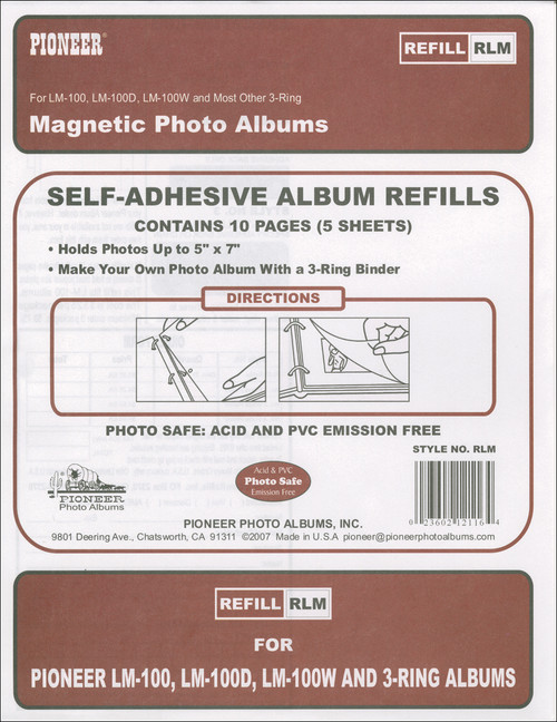 Pioneer Magnetic Photo Album Refill Pages 8.25"X10.5"-5/Pkg - RLM - 023602121164