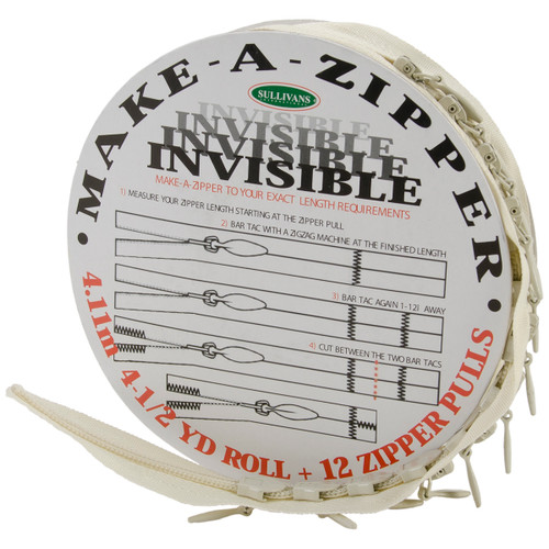 Sullivans Make-A-Zipper Kit Invisible 4.5yd-Cream - 960I-74 - 739301960743