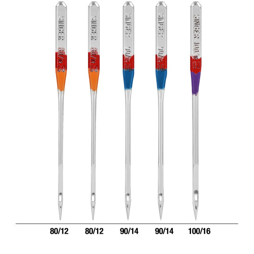 Singer Universal Regular Point Machine Needles-Sizes 12/80 (2), 14/90 (2) & 16/100 (1) - 4766 Singer Universal Regular Point Machine Needles-Sizes 12/80 (2), 14/90 (2) & 16/100 (1) - 4766