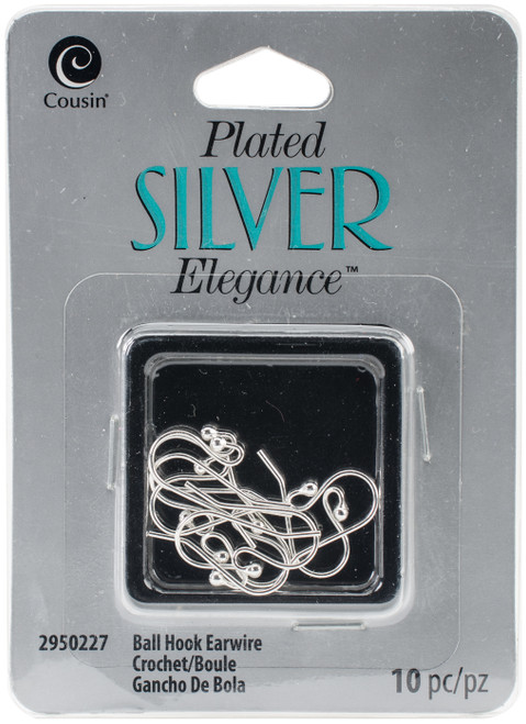 Cousin Plated Silver Elegance Metal Findings-Ball Hook Wires 10/Pkg A50026MX-0227 - 016321079083