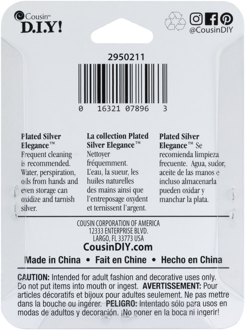 CousinDIY Plated Silver Elegance Metal Findings-Fishhooks 10/Pkg - 295SLVPL-0211