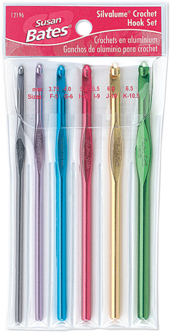 Susan Bates Silvalume Aluminum Crochet Hook Set-Sizes F5 To K10.5 - 12196 - 077216007901 Susan Bates Silvalume Aluminum Crochet Hook Set-Sizes F5 To K10.5 - 12196 - 077216007901