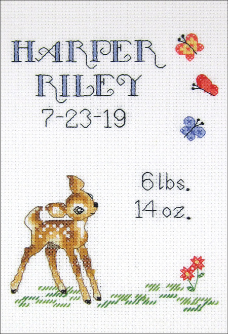 Janlynn Counted Cross Stitch Kit 5"X7"-Baby Deer Sampler (14 Count) 21-1918