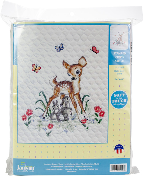 Janlynn Stamped Quilt Cross Stitch Kit 34"X43"-Baby Deer-Stitched In Floss 21-1917 - 049489012579