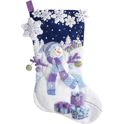 Bucilla Felt Stocking Applique Kit 18" Long-Frosty Night 86703