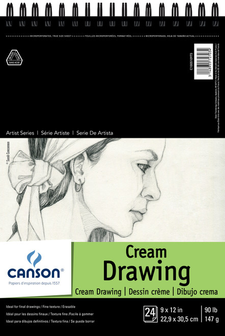 Canson Artist Series Drawing Pad 9"X12"-Classic Cream 24 Sheets 510973 - 3148955727034