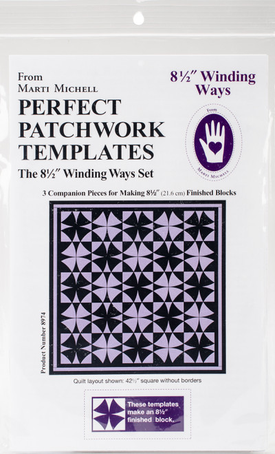 Marti Michell Perfect Patchwork Template-Winding Ways 8.5" 3/Pkg 8974M - 715363089745