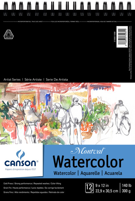 Canson Montval Spiral Watercolor Pad 9"X12"-10 Sheets -511058 - 3148955729311