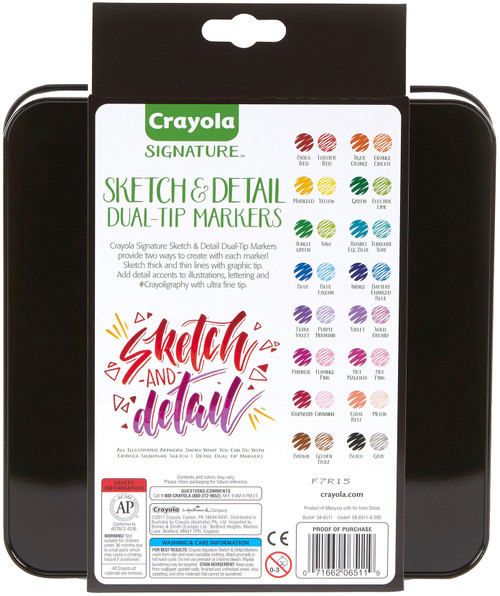 Crayola Signature Sketch & Detail Dual-Tip Markers W/Tin-Assorted Colors 16/Pkg 58-6511