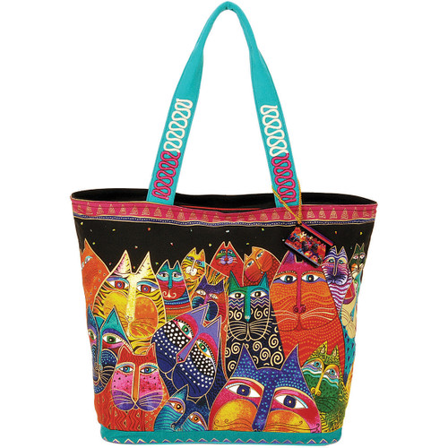 Laurel Burch Shoulder Tote Zipper Top 19.5"X6.75"X15"-Fantasticats - LB5230 - 651462110068