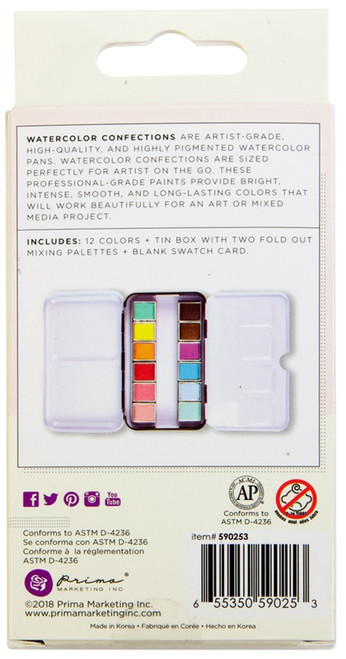 Prima Watercolor Confections Watercolor Pans 12/Pkg-Pastel Dreams - 590253 Prima Watercolor Confections Watercolor Pans 12/Pkg-Pastel Dreams - 590253