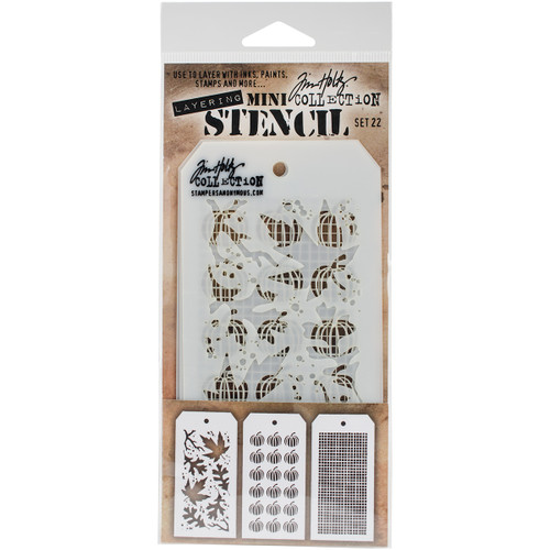 Tim Holtz Mini Layered Stencil Set 3/Pkg-Set #22 MTS-22 - 653341052414