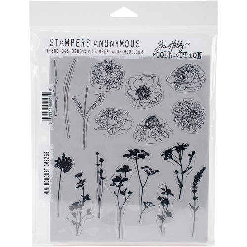 Tim Holtz Cling Stamps 7"X8.5"-Mini Bouquet - CMS-LG-269 - 653341050410