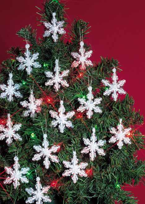 The Beadery Holiday Beaded Ornament Kit-Mini Snowflakes 2" Makes 24 - BOK-5500