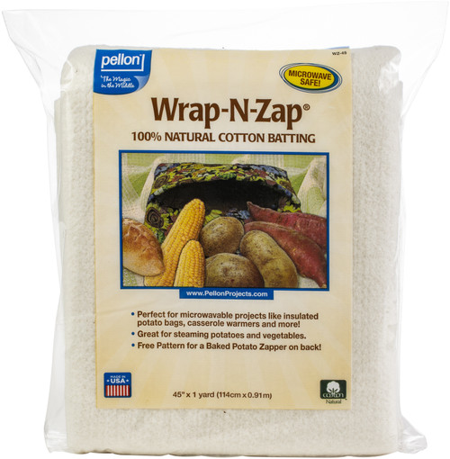 Pellon Wrap-N-Zap 100% Natural Cotton Batting-45"X36" - WZ-45 - 075269000634