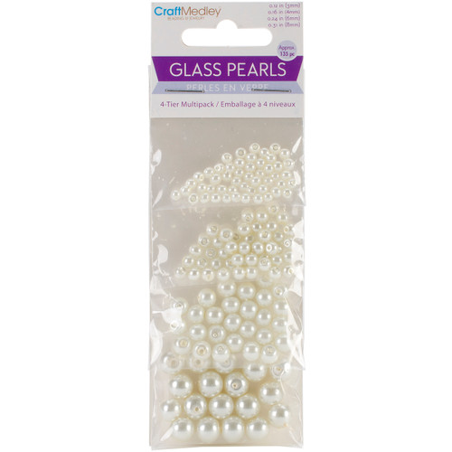 Craft Medley Glass Fired Pearl Beads 135/Pkg-Ivory - BD414-A - 775749166705