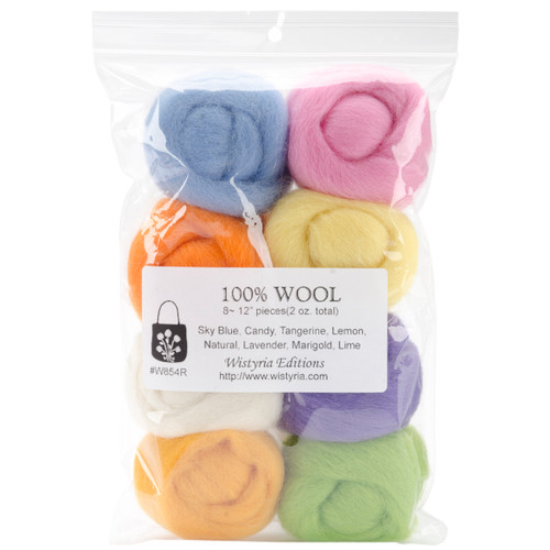 Wistyria Editions Wool Roving 15" .25oz 8/Pkg-Cotton Candy WR-854 - 893812001675