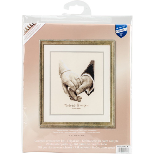 Vervaco Counted Cross Stitch Kit 6.5"X7.5"-Wedding Happiness On Aida (18 Count) V0011667 - 54134801107665413480110766