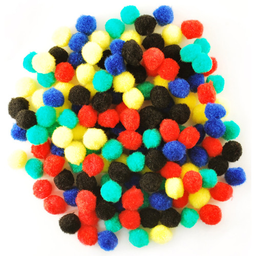 Krafty Kids Mini Pom-Poms .5" 150/Pkg-Primary - KC208-A